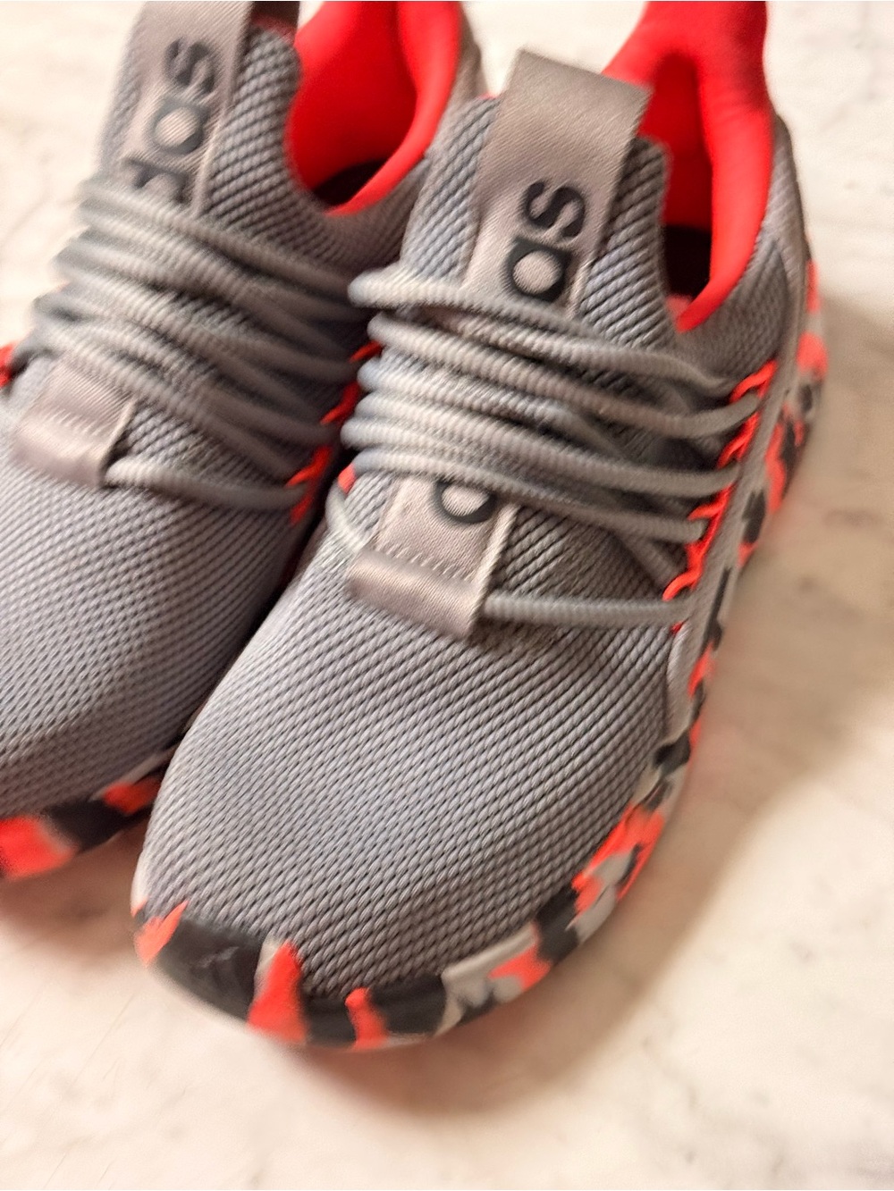 adidas Kids Gray and Coral Sport Sneakers